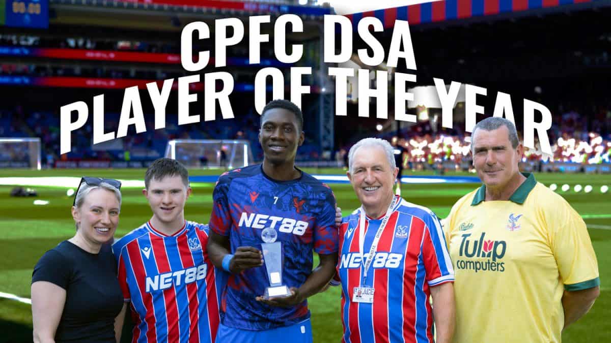 Crystal Palace footballer receives his award from members of the DSA
