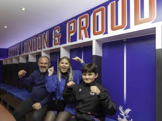 Crystal Palace fans on a tour of the first team changing room